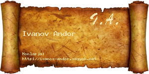 Ivanov Andor névjegykártya